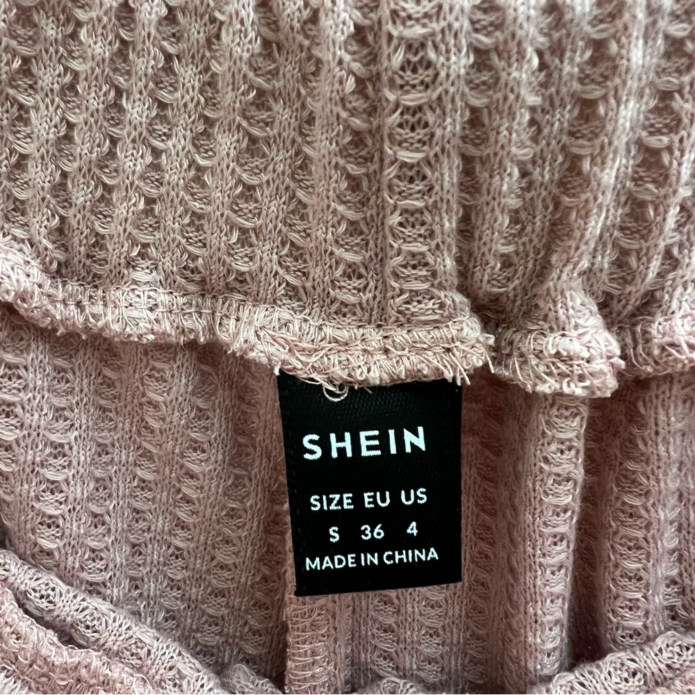 SHEIN Two Piece Blush Pink Waffle Knit Lounge Set Size Small - Picture 5 of 6